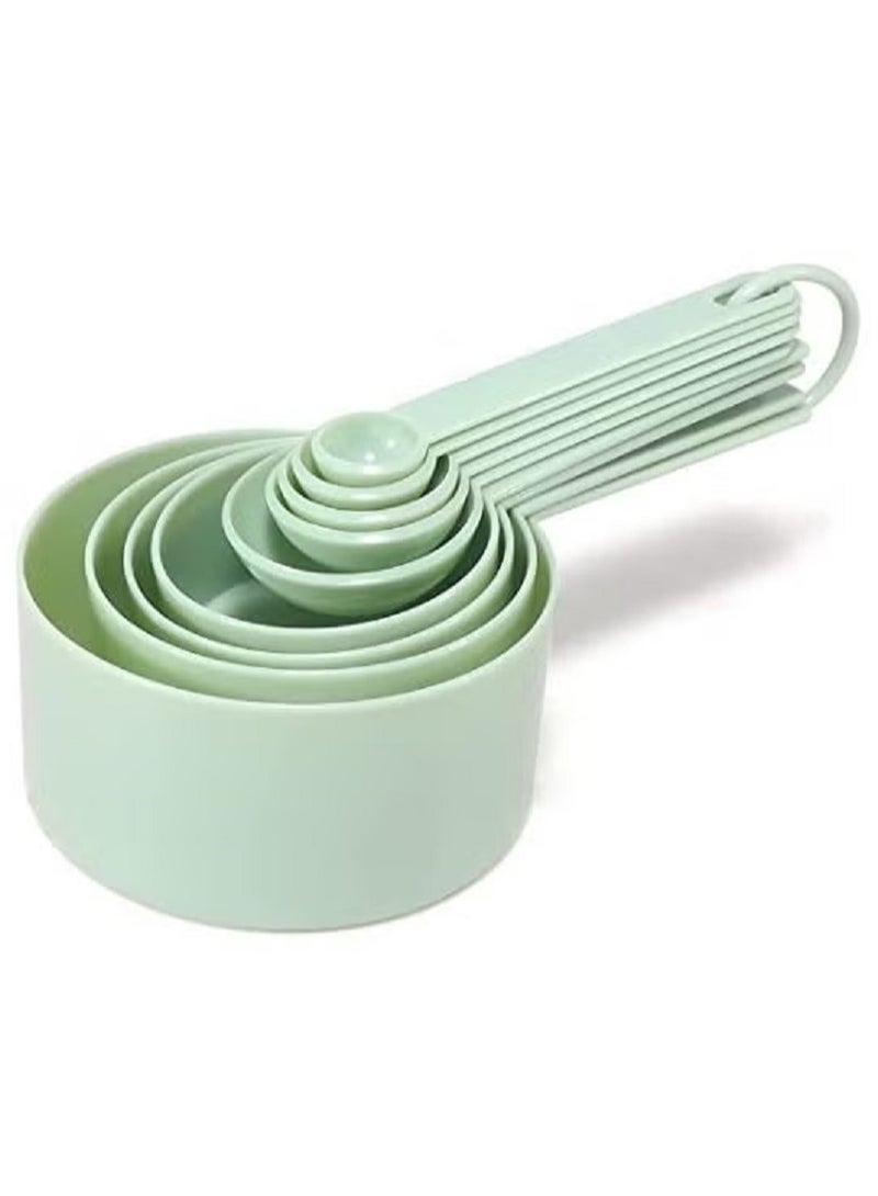 MunKan 9 Piece Measuring Cups and measuring spoons set, Great for Dry and Liquid Ingredients, Small Teaspoon with Plastic Head . ( Mint Green ) - Image 1